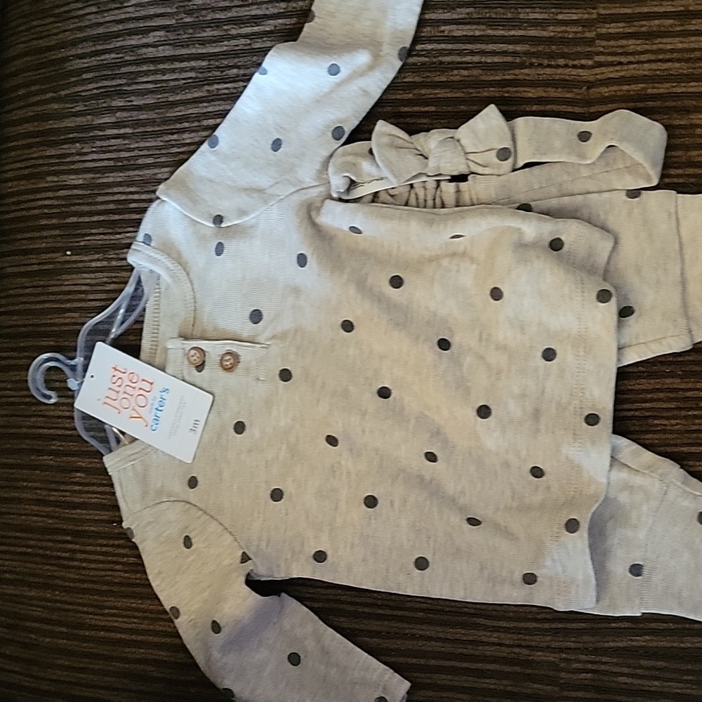 Carter's Baby Girls 3 Piece Set (Top, Bottoms, and Headband)
